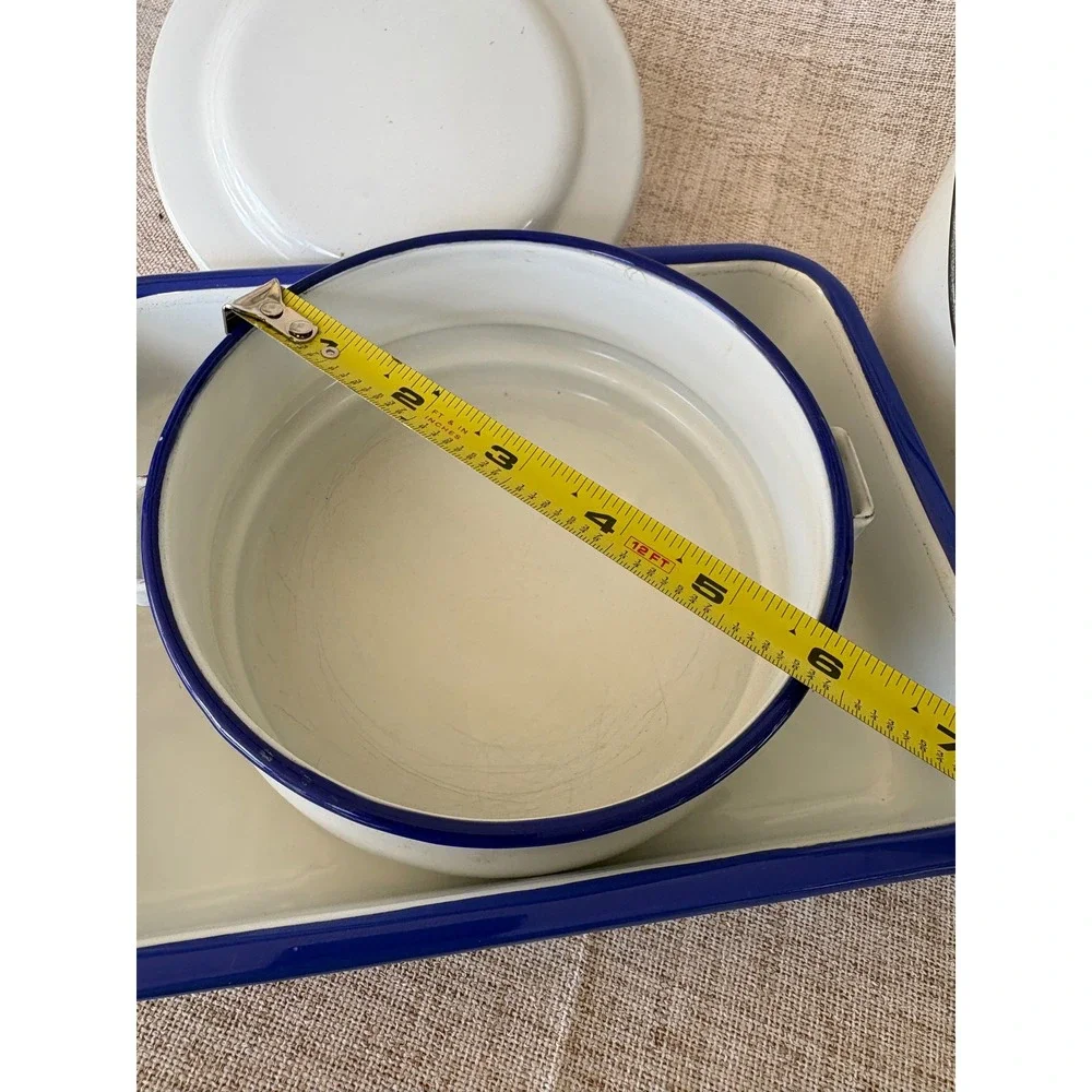Kockums Enamelware Set Unisex OS White Good Vintage Swedish Kitchen Decor 4pc